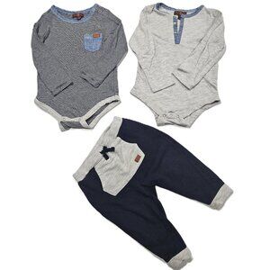 7 For All Mankind Baby 18M Outfit (3pc): 2 Long-Sleeve Bodysuits + Joggers